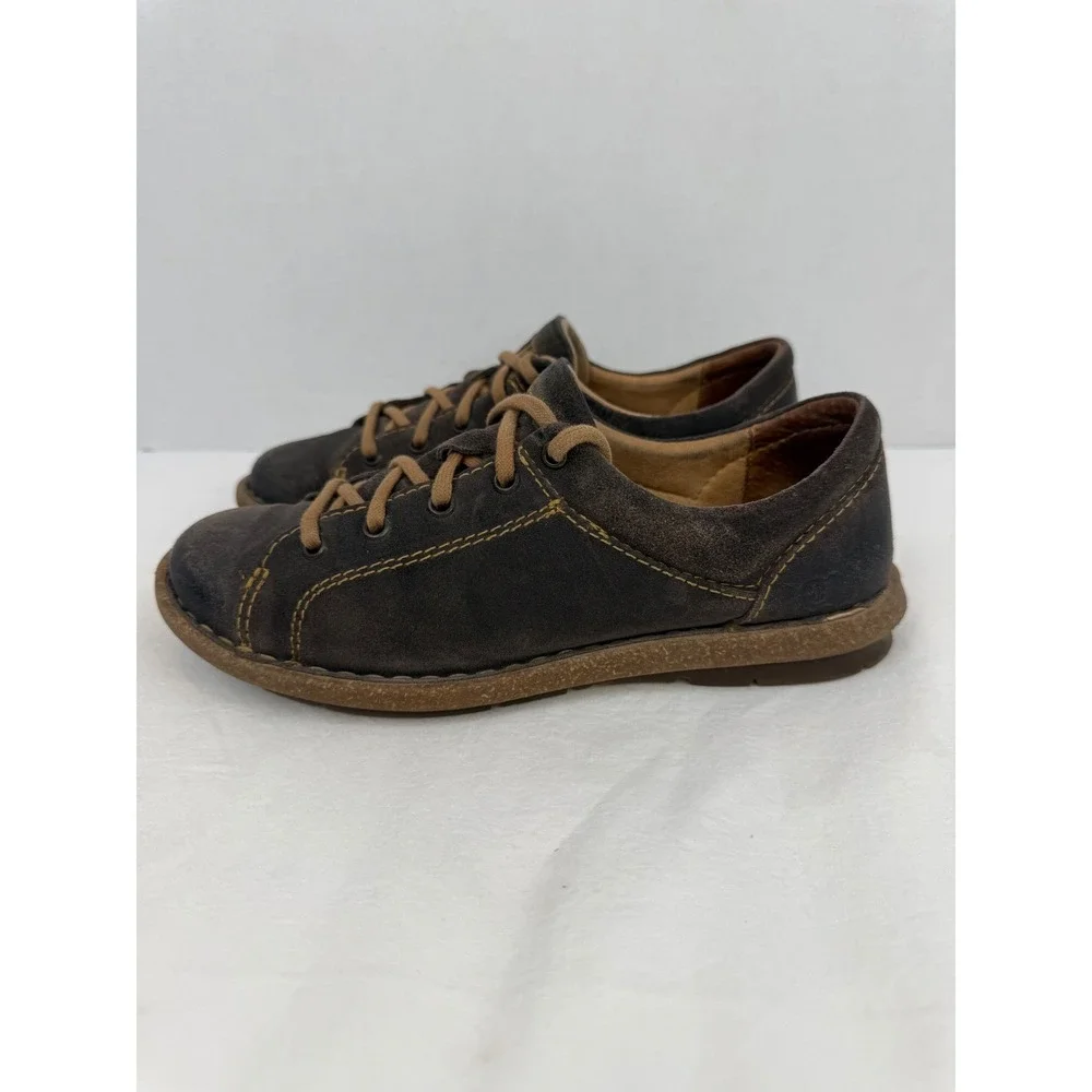 Vtg‎ Born Mens Brown Distressed Leather Lace Up Oxford Shoes F76340 Size 8.5/40